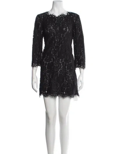 Pre-owned Joie Lace Pattern Mini Dress In Black