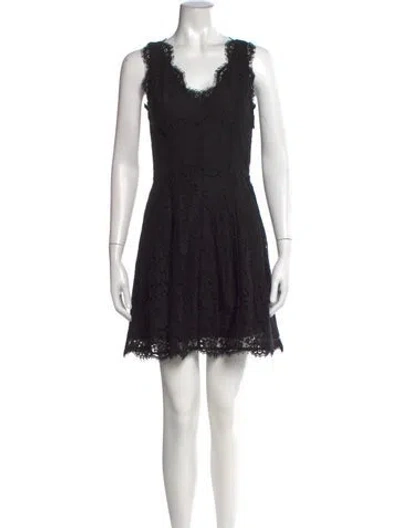 Pre-owned Joie Lace Pattern Mini Dress In Black