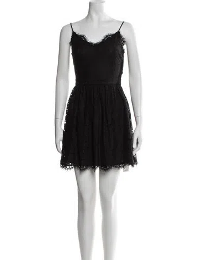 Pre-owned Joie Lace Pattern Mini Dress In Black
