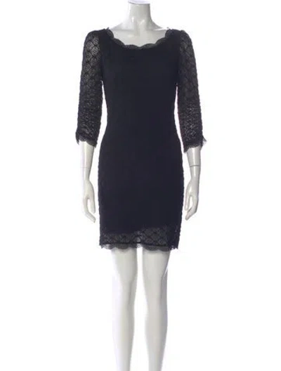 Pre-owned Joie Lace Pattern Mini Dress In Blue