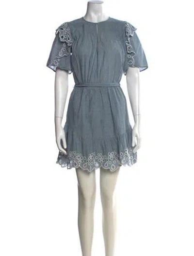 Pre-owned Joie Lace Pattern Mini Dress In Blue