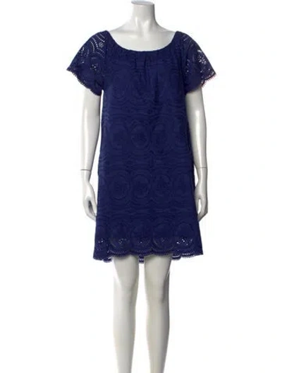 Pre-owned Joie Lace Pattern Mini Dress In Blue
