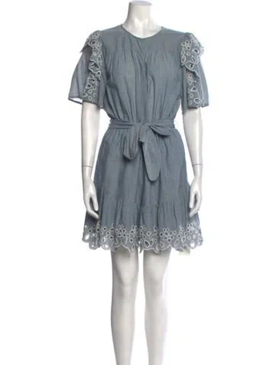 Pre-owned Joie Lace Pattern Mini Dress In Blue