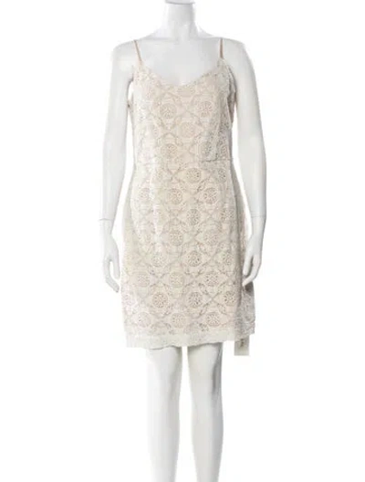 Pre-owned Joie Lace Pattern Mini Dress In Neutral