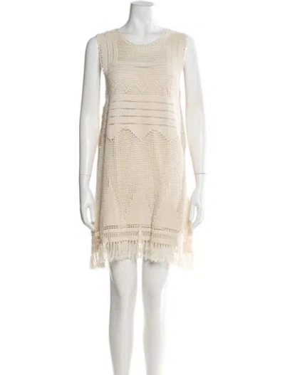 Pre-owned Joie Lace Pattern Mini Dress In Neutral