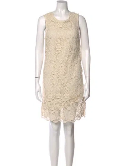 Pre-owned Joie Lace Pattern Mini Dress In Neutral