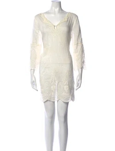 Pre-owned Joie Lace Pattern Mini Dress In Neutrals