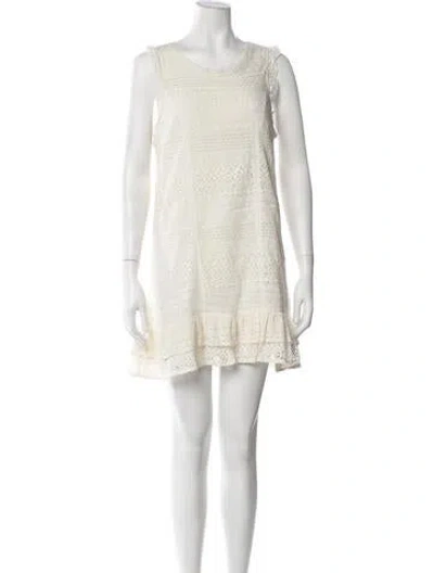 Pre-owned Joie Lace Pattern Mini Dress In Neutrals