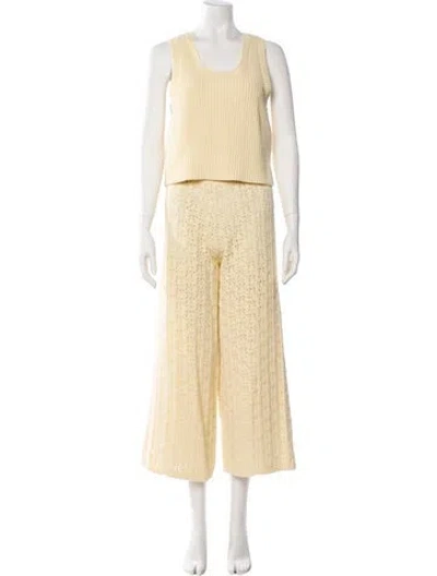 Pre-owned Joie Lace Pattern Pant Set In Yellow