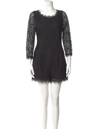 Pre-owned Joie Lace Pattern Scoop Neck Romper In Black