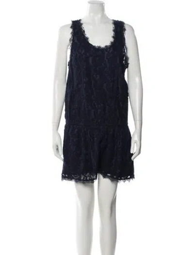 Pre-owned Joie Lace Pattern Scoop Neck Romper In Blue