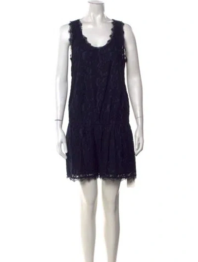 Pre-owned Joie Lace Pattern Scoop Neck Romper In Blue