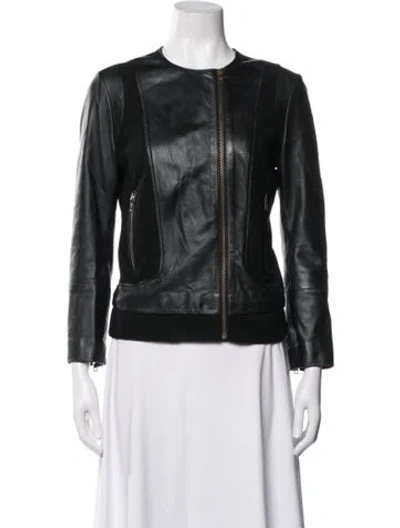 Pre-owned Joie Lamb Leather Biker Jacket In Black