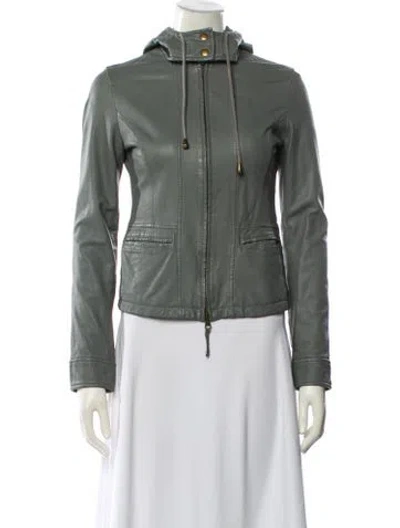 Pre-owned Joie Lamb Leather Biker Jacket In Blue