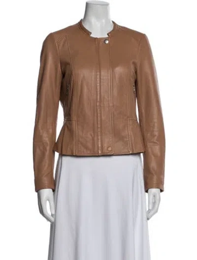 Pre-owned Joie Lamb Leather Biker Jacket In Brown