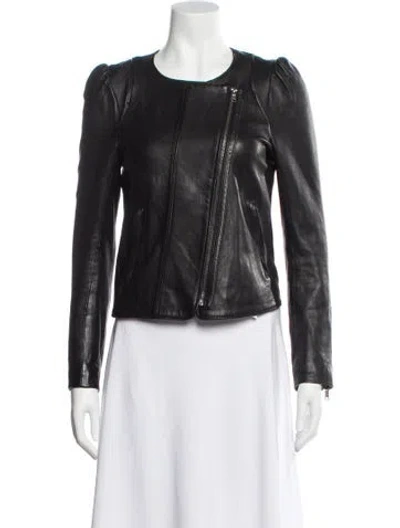 Pre-owned Joie Lamb Leather Biker Jacket In Gray