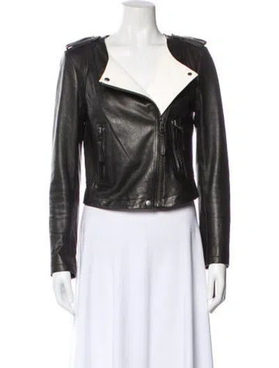 Pre-owned Joie Lamb Leather Biker Jacket In Gray