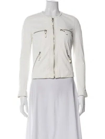 Pre-owned Joie Lamb Leather Biker Jacket In Green
