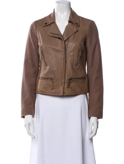 Pre-owned Joie Lamb Leather Biker Jacket In Neutral