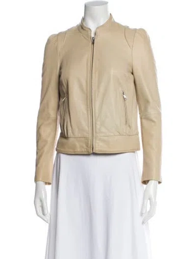 Pre-owned Joie Lamb Leather Biker Jacket In Neutral