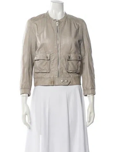 Pre-owned Joie Lamb Leather Biker Jacket In Neutral