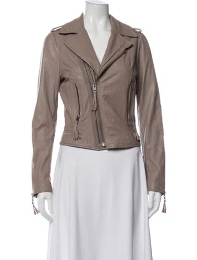 Pre-owned Joie Lamb Leather Biker Jacket In Neutrals