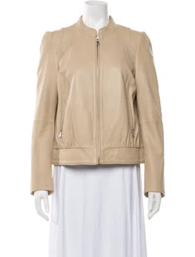 Pre-owned Joie Lamb Leather Biker Jacket In Neutrals