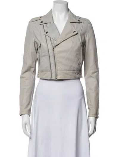 Pre-owned Joie Lamb Leather Biker Jacket In Neutrals