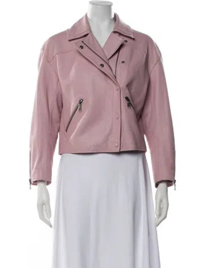 Pre-owned Joie Lamb Leather Biker Jacket In Pink