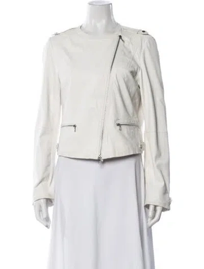 Pre-owned Joie Lamb Leather Biker Jacket In White