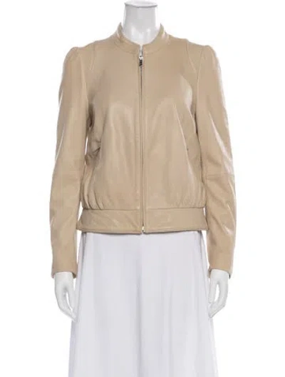 Pre-owned Joie Lamb Leather Bomber Jacket In Neutrals