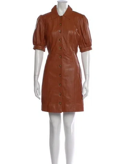 Pre-owned Joie Lamb Leather Mini Dress In Brown