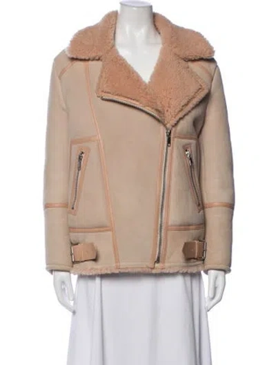 Pre-owned Joie Lambswool Biker Jacket In Neutrals