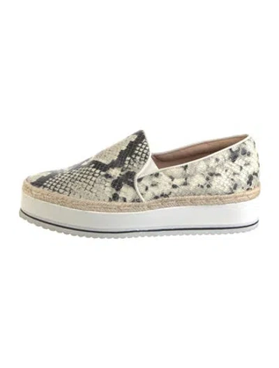 Pre-owned Joie Leather Animal Print Espadrille Sneakers In White