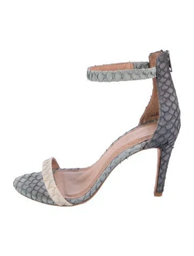 Pre-owned Joie Leather Animal Print Sandals In Blue