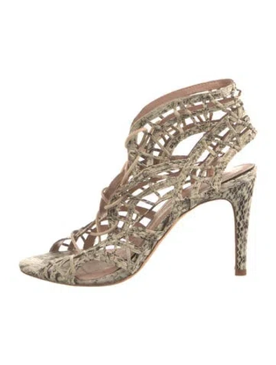 Pre-owned Joie Leather Animal Print Sandals In Neutral