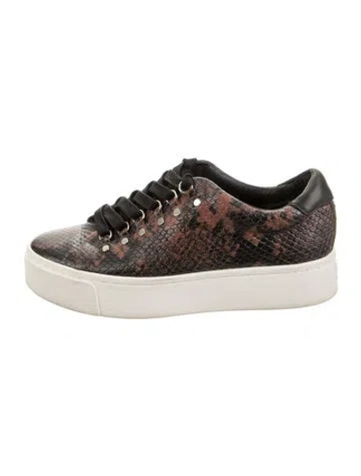 Pre-owned Joie Leather Animal Print Sneakers In Multi