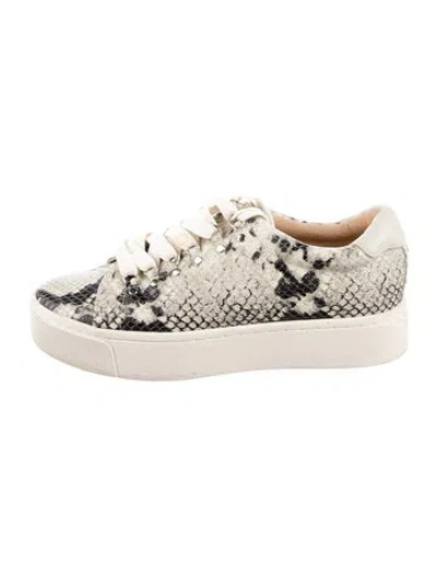 Pre-owned Joie Leather Animal Print Sneakers In White