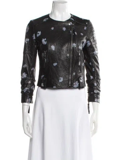 Pre-owned Joie Leather Biker Jacket In Black