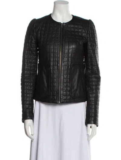 Pre-owned Joie Leather Biker Jacket In Black