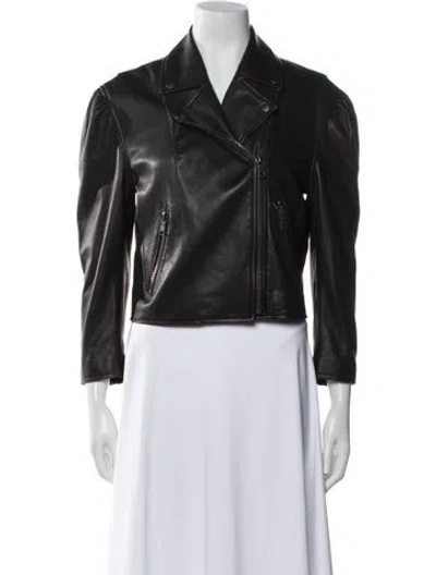 Pre-owned Joie Leather Biker Jacket In Black
