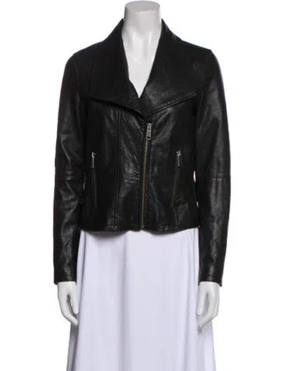 Pre-owned Joie Leather Biker Jacket In Black