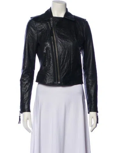 Pre-owned Joie Leather Biker Jacket In Black
