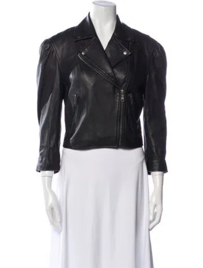 Pre-owned Joie Leather Biker Jacket In Black