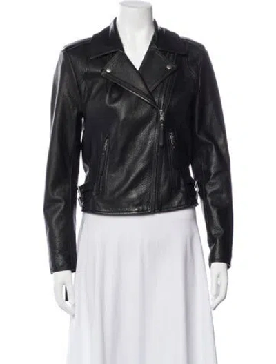 Pre-owned Joie Leather Biker Jacket In Black