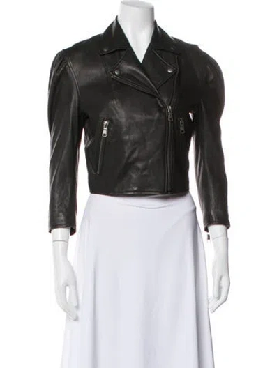 Pre-owned Joie Leather Biker Jacket In Black