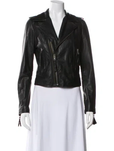 Pre-owned Joie Leather Biker Jacket In Black