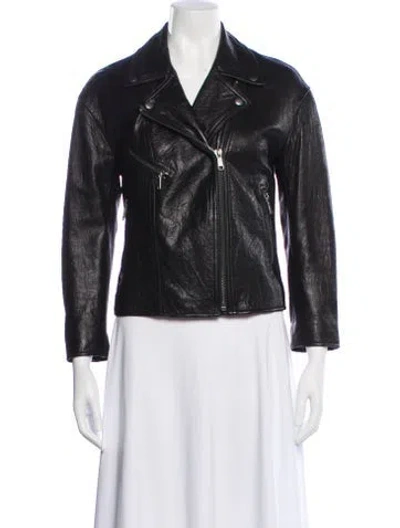 Pre-owned Joie Leather Biker Jacket In Black
