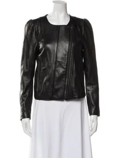 Pre-owned Joie Leather Biker Jacket In Black