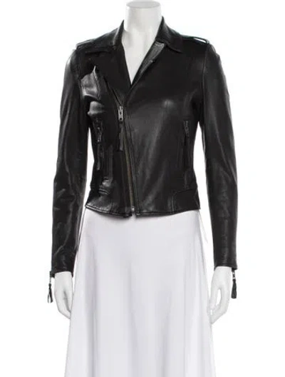 Pre-owned Joie Leather Biker Jacket In Black